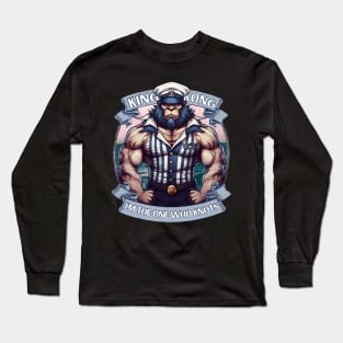 gorilla X sailor | I'M THE ONE WHO KNOTS | navy | monkey captain | king kong | muscle monkey | funny monkey shirt | funny animal tee Long Sleeve T-Shirt